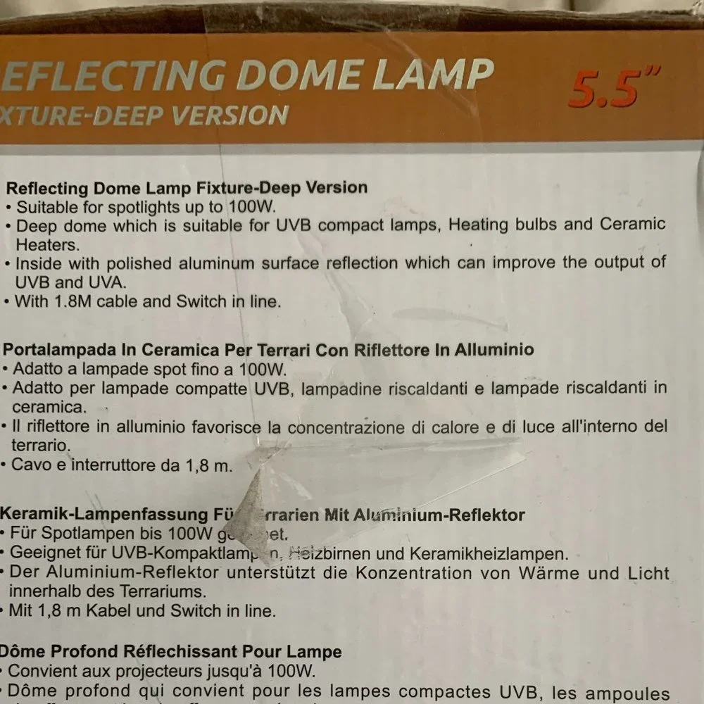 Repti Zoo, Deep Fixture Reflecting Dome Lamp, Animal Habitat